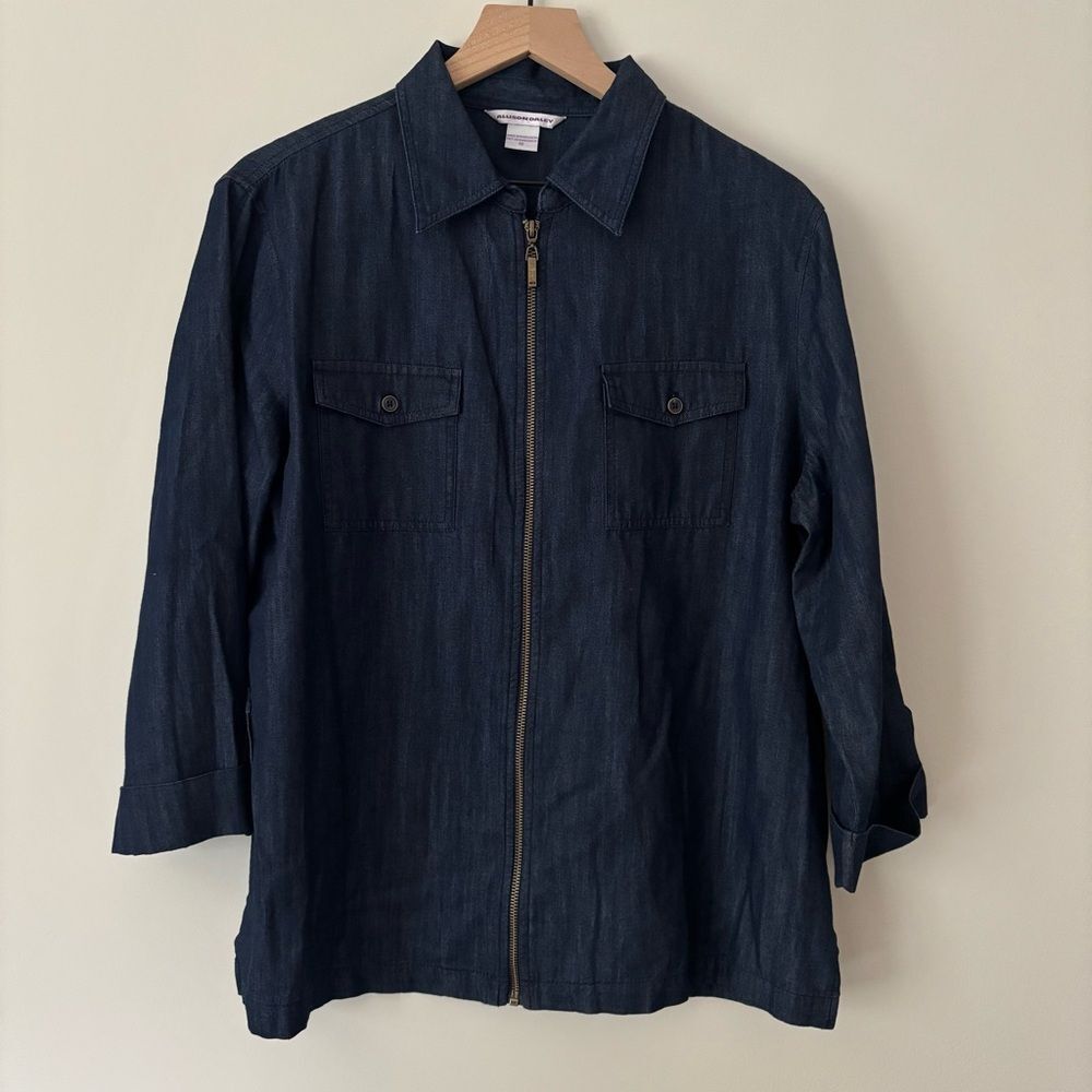 Allison Daley Dark Navy Blue Lightweight Denim Jacket Size 16